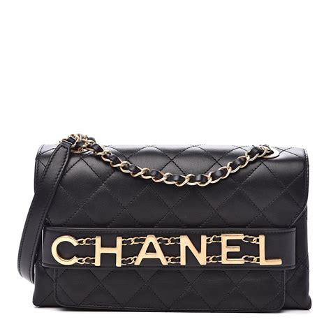 chanel calfskin quilted enchained flap black|Chanel flap bag top handle.